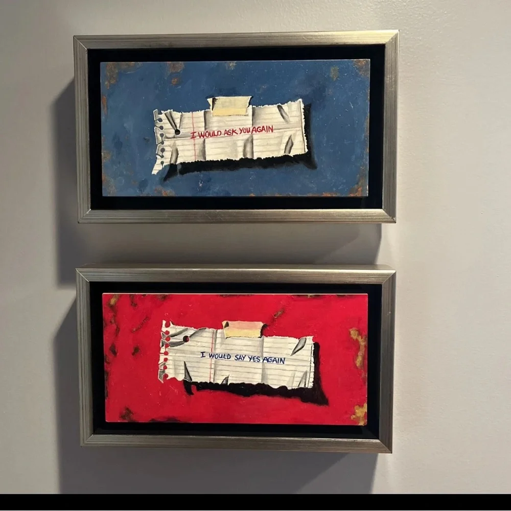 Original 6”x12” oil “notes” paintings on canvas panels. - Picture 8 of 10